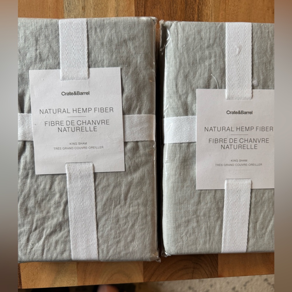 Crate&Barrel Natural Hemp Fiber King Sham - Soft Gray